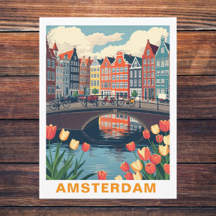 Amsterdam Nederländerna Stad Resa Cykel Vykort