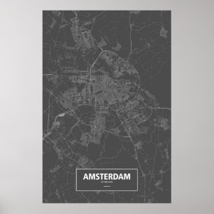 Amsterdam, Nederländerna (svart) Poster