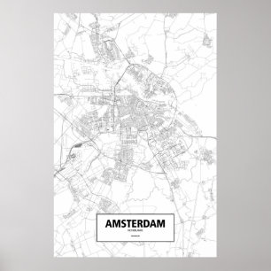Amsterdam Nederländerna (svarten på vit) Poster