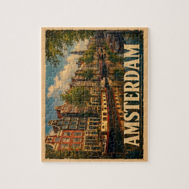 Amsterdam Nederländerna Vintage Resa Pussel (Vertikal)