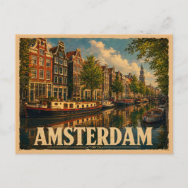 Amsterdam Nederländerna Vintage Resa Vykort