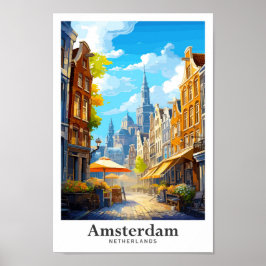Amsterdam Nederländerna Vintage resor Porträtt Poster