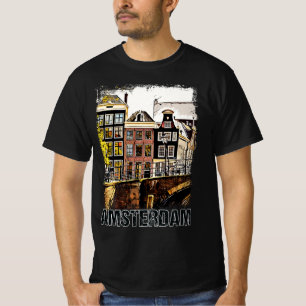 Amsterdam Nederländerna Vintage resor Poster Retro T Shirt