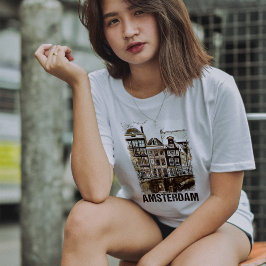 Amsterdam Nederländerna Vintage resor Poster Retro T Shirt