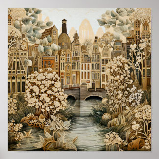 Amsterdam Nederländerna Vintage Stil Poster