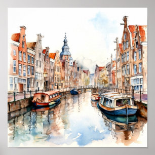 Amsterdam Nederländerna Wall Art Square Poster