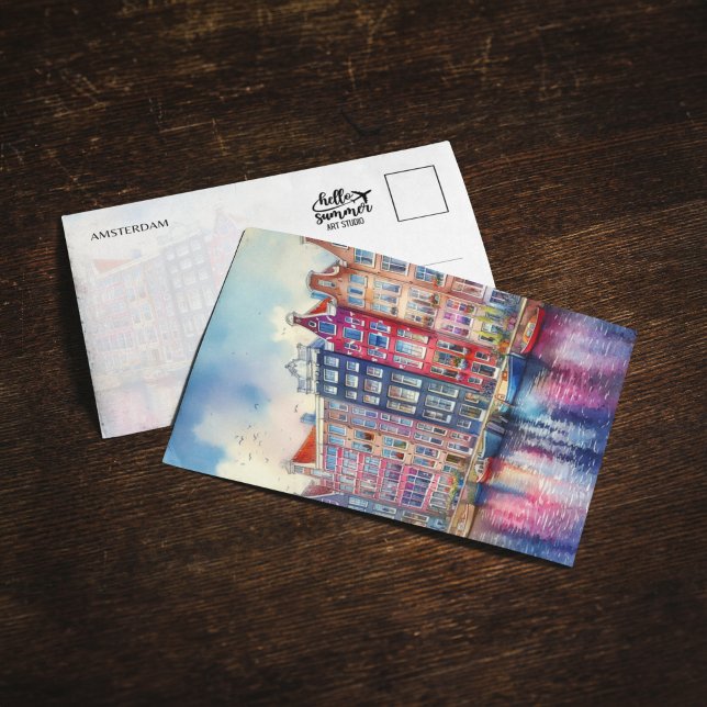 Amsterdam Nederländerna Watercolor Inbjudningar (Skapare uppladdad)