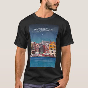 Amsterdam Nederländernas reseaffär på natten T Shirt