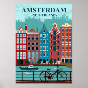 Amsterdam Nederländernas reseaffär Poster