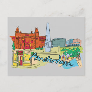 Amsterdam, Nederländska Berömden City Vykort