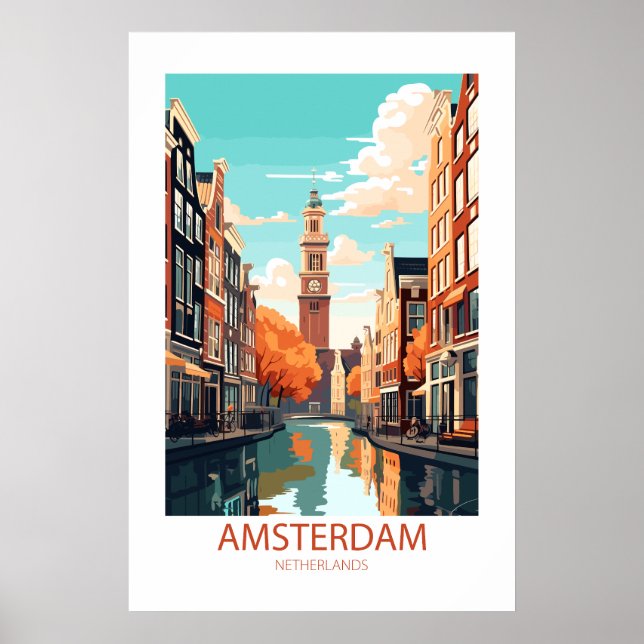 Amsterdam Nederländska Berömden Travel Ställe Poster (Framsidan)