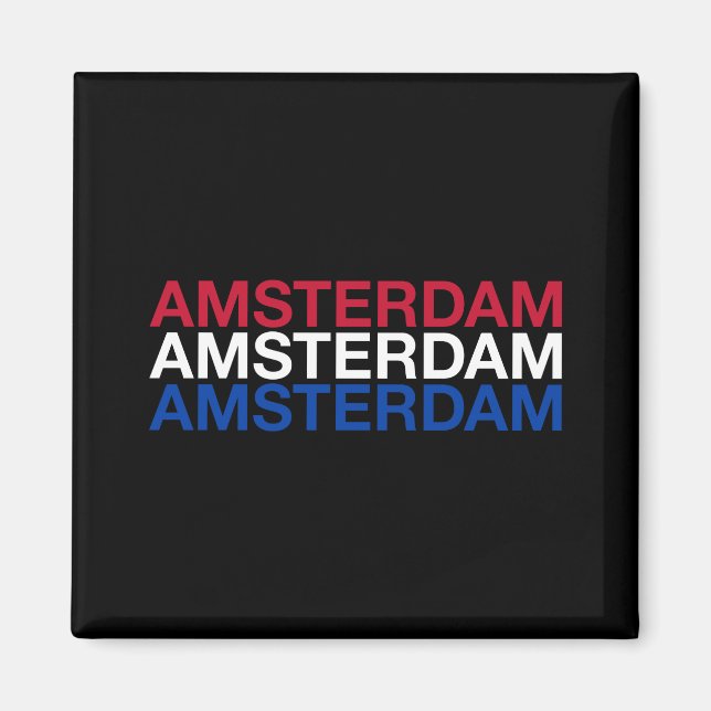 AMSTERDAM Nederländska Flagga Magnet (Framsidan)
