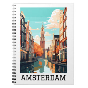 Amsterdam Nederländska kanalen Travel Anteckningsbok