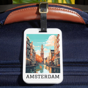 Amsterdam Nederländska kanalen Travel Bagagebricka
