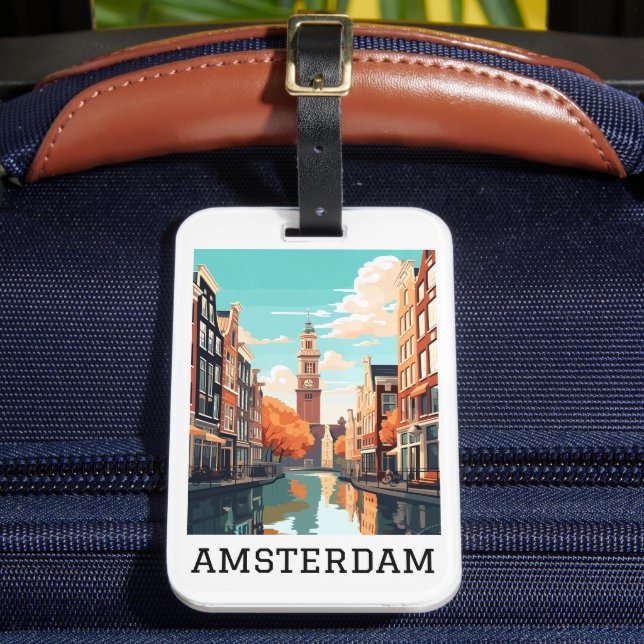 Amsterdam Nederländska kanalen Travel Bagagebricka (Framsida Insitu 2)