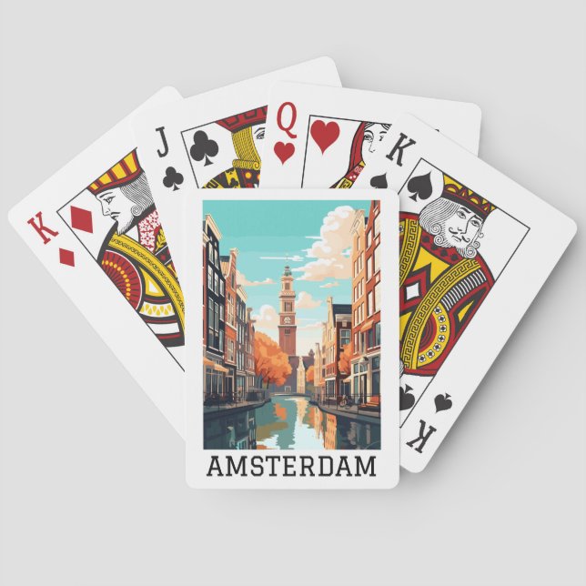Amsterdam Nederländska kanalen Travel Casinokort (Baksidan)