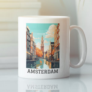 Amsterdam Nederländska kanalen Travel Kaffemugg