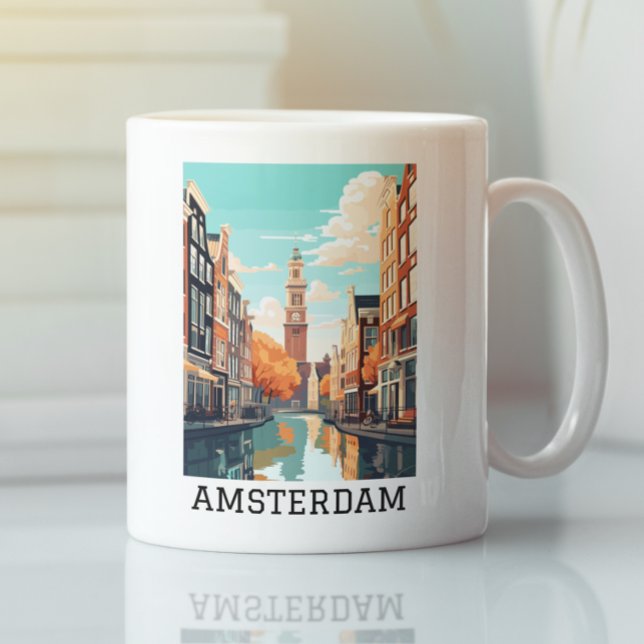 Amsterdam Nederländska kanalen Travel Kaffemugg (Amsterdam Netherlands Canal Travel Coffee Mug)