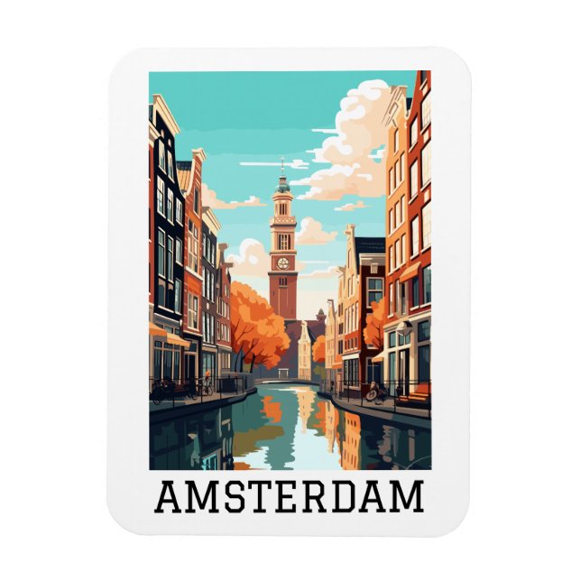 Amsterdam Nederländska kanalen Travel Magnet (Vertikal)