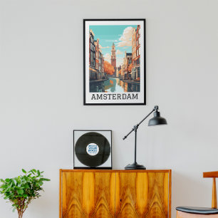 Amsterdam Nederländska kanalen Travel Poster