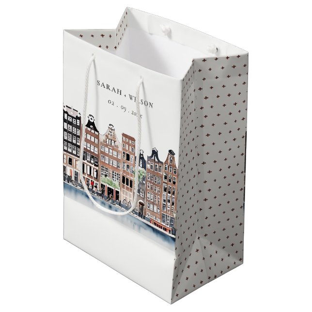 Amsterdam Nederländska kanalen Watercolor Ligcape  (Framsidan Vinklad)