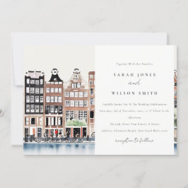 Amsterdam Nederländska kanalen Watercolor Ligcape Inbjudningar