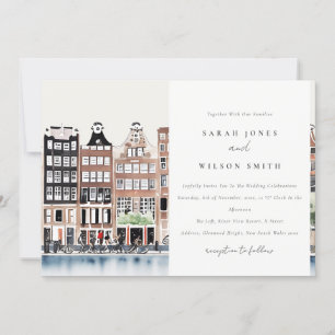 Amsterdam Nederländska kanalen Watercolor Ligcape Inbjudningar