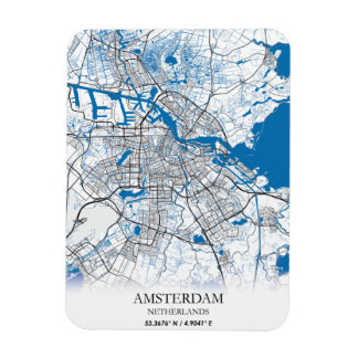 Amsterdam Netherlands City Karta Travel Simple Magnet