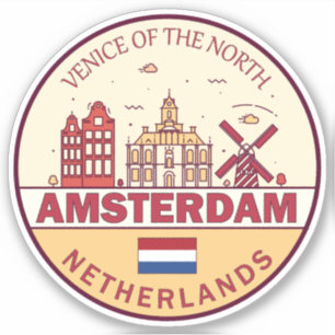 Amsterdam Netherlands City Skyline Emblem Klistermärken