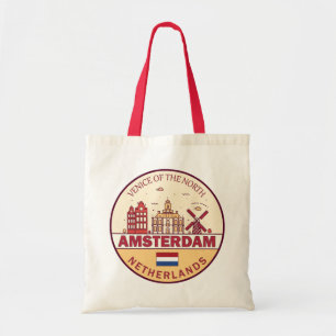 Amsterdam Netherlands City Skyline Emblem Tygkasse