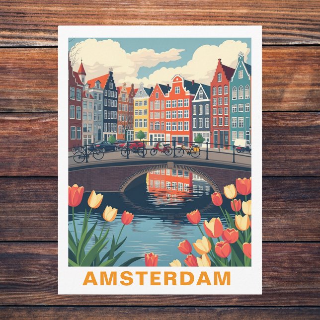Amsterdam Netherlands City Travel Bicycle Vykort (Amsterdam Netherlands City Travel Bicycle Postcard
)