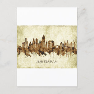 Amsterdam Netherlands Cityscape Inbjudan Vykort