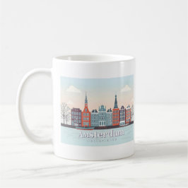 Amsterdam Netherlands Damrak Pastel Travel Design Kaffemugg