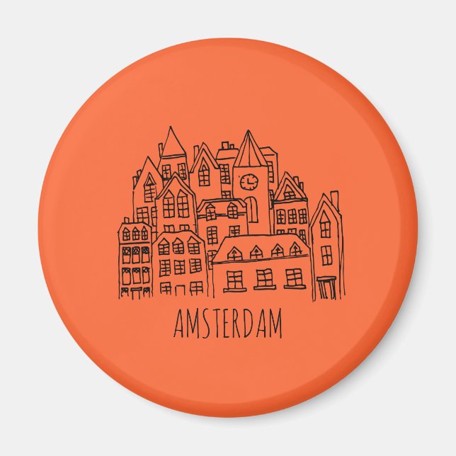 Amsterdam Netherlands Holland City Souvenir Orange Magnet (Framsidan)
