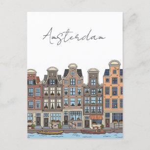 Amsterdam Netherlands Illustration Vykort