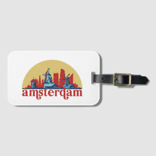 Amsterdam Netherlands Retro City Skyline Cityscape Bagagebricka
