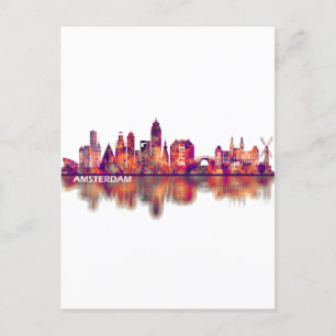 Amsterdam Netherlands Skyline Inbjudan Vykort