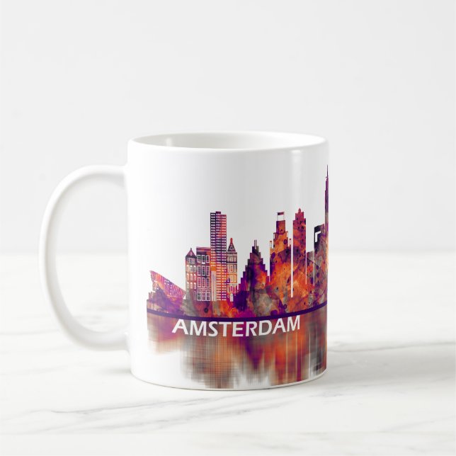 Amsterdam Netherlands Skyline Kaffemugg (Vänster)