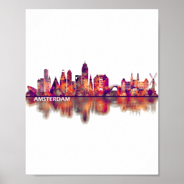 Amsterdam Netherlands Skyline Poster (Framsidan)