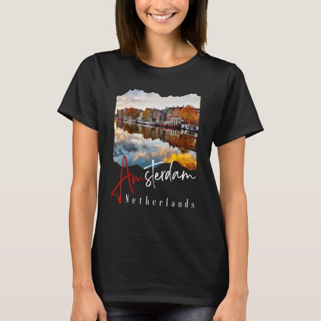 Amsterdam Netherlands Souvenir T Shirt (Framsida)