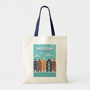 Amsterdam Netherlands Travel Art Vintage Tygkasse