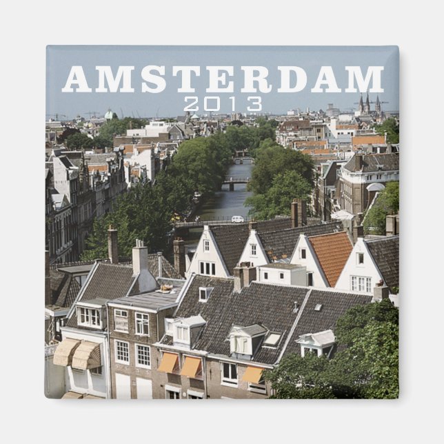 Amsterdam Netherlands Travel Fridge Magnet (Framsidan)