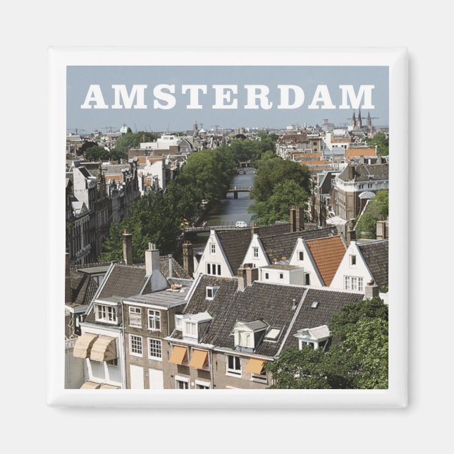 Amsterdam Netherlands Travel Fridge Magnet (Framsidan)
