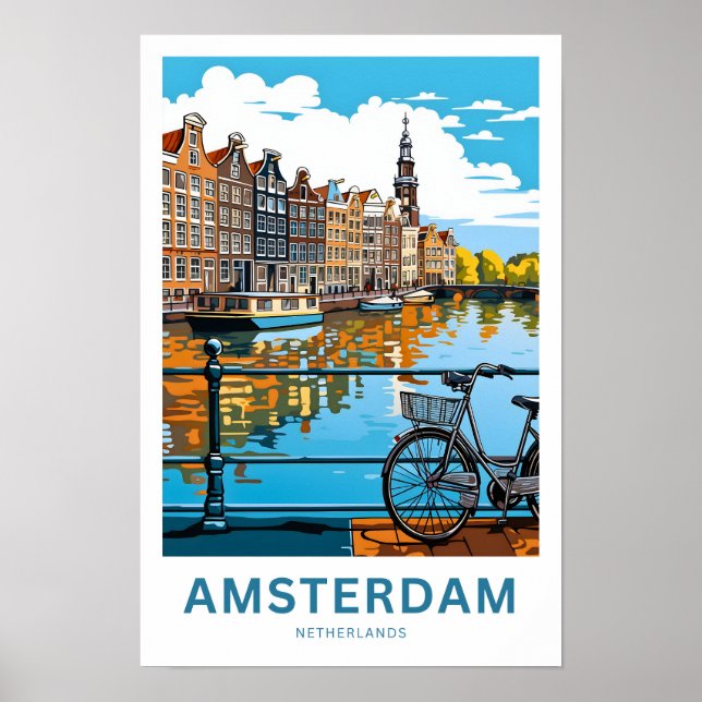 Amsterdam Netherlands Travel Print Poster (Framsidan)