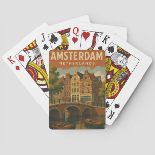 Amsterdam Netherlands Vintage Canal View Casinokort