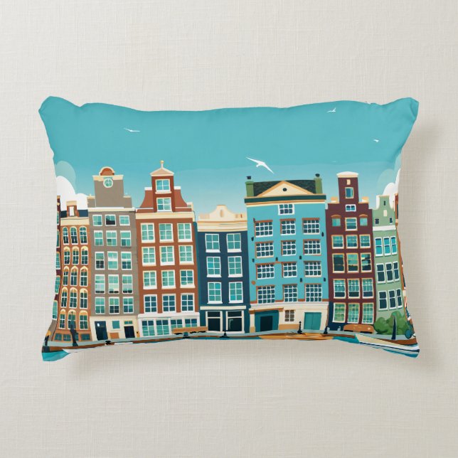 Amsterdam No.1 Sunny Day Businesses Pillowcase Prydnadskudde (Framsidan)