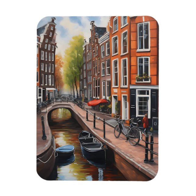 Amsterdam oljemålning art magnet (Vertikal)