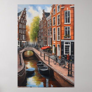 Amsterdam oljemålning art poster