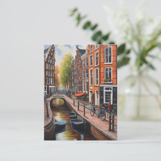 Amsterdam oljemålning art vykort (Stående Fram)