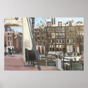Amsterdam överbryggar, och kanalen inhyser konst poster